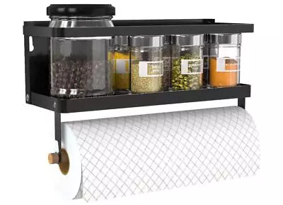 Magnetic Paper Towel Holder 2-in-1 Magnetic Spice Rack With HooksWall Mount... • $27.91