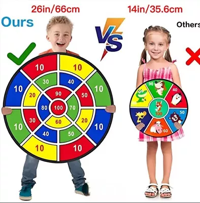 Extra Large 66cm Kids Dart Board With 8 Sticky Balls Indoor Ball Games For Fun • £9.99