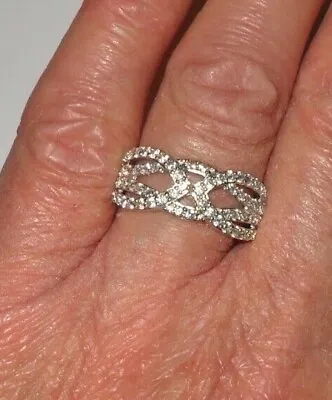 Diamonique 0.6ct Tw Simulated Diamonds Sterling Silver Ring--size O (QVC ) • £28