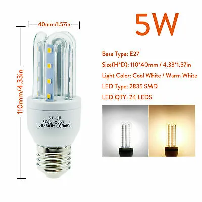 E27 Energy Saving LED Corn Bulb 3W 5W 7W 9W 12W 2835 SMD Light White Home Lamp S • $3.37