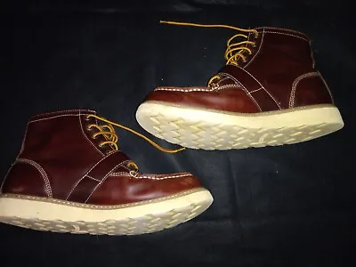 Vintage Eastland Moc Toe Boots Size 10 D Brown Leather Vibram Made In USA Hiking • $50