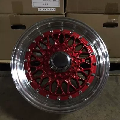 15  Rs Style Wheels Rims Candy Red 4 Lug 4x100/114.3 4x4.5 Brand New Set Of 4 • $480