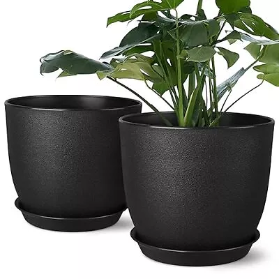 Plant Pots 8 Inch Set Of 2 Flower Pots With Multi Mesh Pack Of 2 Black • $30.05