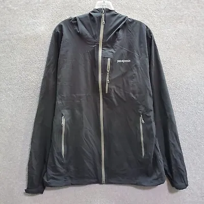 Patagonia Men Stretch Rainshadow Jacket Large Black Windbreaker Waterproof Hood • $158.96