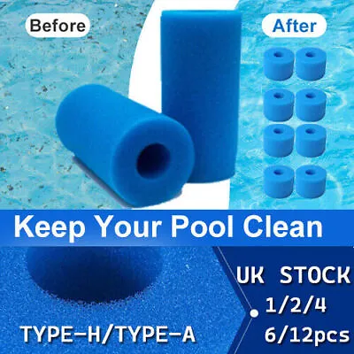 Swim Pool Filter Reusable Foam Hot Tub Filter Cartridge Sponge For Intex TypeA/H • £3.59