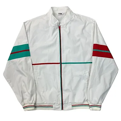 Gabicci Track Jacket Full Zip 90s Retro Tape Logo Vintage White Mens Large • £19.99