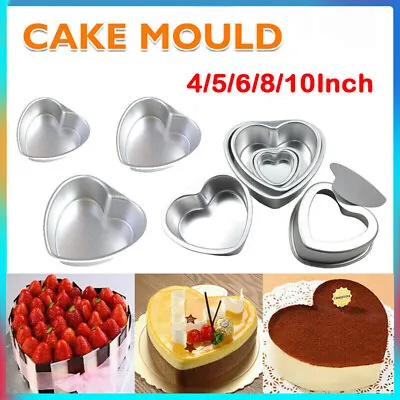 4/5/6/8/10  Tin Heart Shaped Bread Cake Pan Bakeware Mold Cake Tray Moulds • $7.84