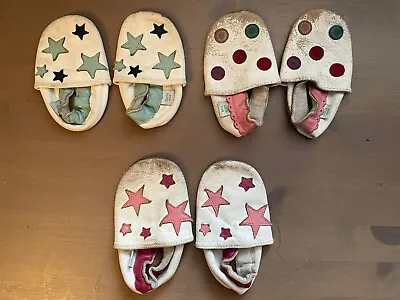 Dotty Fish 6-12 12-18 18-24 Months Leather Baby Shoes Bundle White Pram Slippers • £1.50