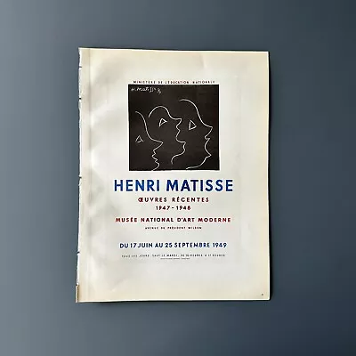 Original Henri Matisse – Ouvres Recentes – 1949 Exhibition Lithograph Poster • $42