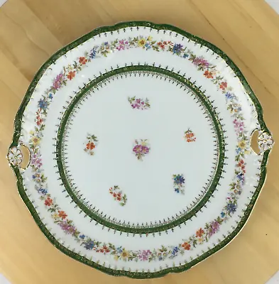 CT Altwasser Floral Cake Plate Scallop Handle CT Germany #10551 C Tielsch • $24.95