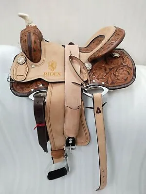 Designer Western Leather Saddle Barrel Horse Saddle Tack Set All Size. • $389.99