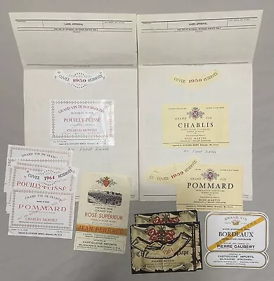 2 Vintage Grand Vin France Wine Label Approval Forms Chabliss & Labels Lot • $12.50