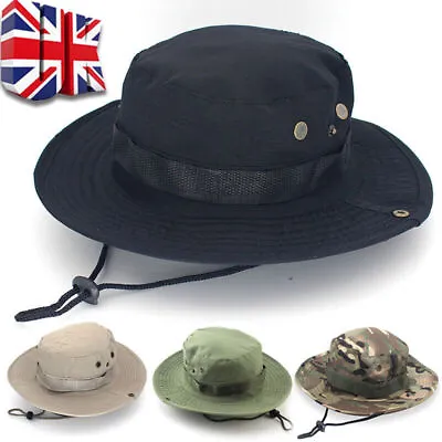 Outdoor Mens Women Sun Hat Safari Bush Boonie Hiking Fishing Cap Large Wide Brim • £8.59