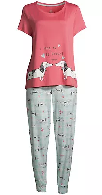 New Secret Treasures Love Dachshund Dog 2 Pc Pajamas Pjs L Large 12 14 Fast Ship • $29.99