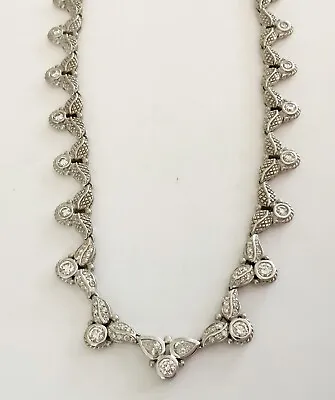 Vintage Estate 18k/14K White Gold Diamond Necklace Signed Judith Ripka • $4995