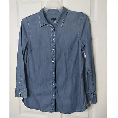 Talbots Women's Size Large Blue Chambray Long Sleeve Button Up Collared Shirt • £19.30