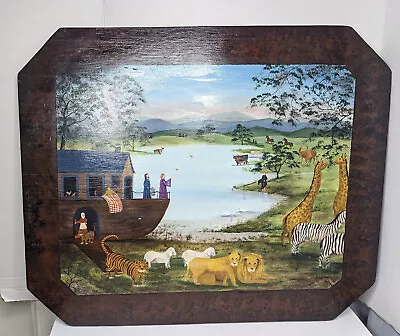 Mary Ann Vessey Original Oil Painting On Board  Noah's Ark  Naive Folk Art • £385.51