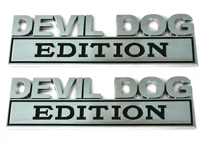 2pcs Devil Dog Edition Decals Sticker 3D Raised Letter Emblem Chrome Black • $17.84