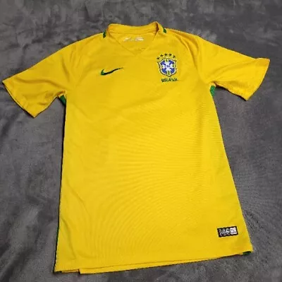 $13.18 • Buy Nike Dri Fit Soccer Brazil CBF Jersey Size Small Patch Official Futbol Swoosh