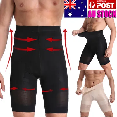 Men Compression High-Waist Boxer Shorts Tummy Body Shaper Girdles Slimming Thigh • $29.79