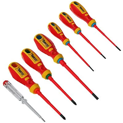 VDE Slim Screwdrivers 7pcs Insulated Electricians Set S3 SL3.5 SL4 SL5.5 PH2 PZ2 • £16.99