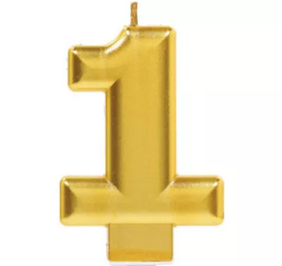 Party Supplies Gold Metallic Number Candle 0 1 2 3 4 5 6 7 8 9 16 18 21 30 40 50 • $1.49