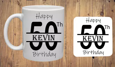 Any Age Personalised Birthday Mug And Coaster 18th 21st 30th 40th 50th 60th Plus • £9.19