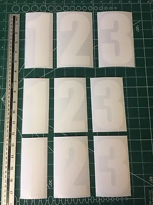 MATTE WHITE Race Racing Numbers Digits (X3 140mm & X6 120mm) Motorbike ACU SIZE • £9.99