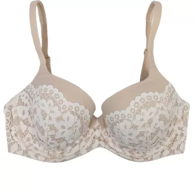 Victoria's Secret Body By Victoria Lined Demi Bra Women's Size 32DD White Lace * • $16.95