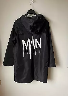 BOOHOO MAN LONG CAGOULE Black Jacket LARGE 💖 NEW • £12.71