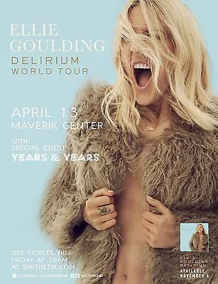 ELLIE GOULDING  DELIRIUM WORLD TOUR V.2  2016 SALT LAKE CITY CONCERT TOUR POSTER • $18.89