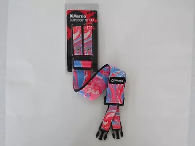 $29.99 • Buy Dimarzio Steve Vai Blue Cherry Universe Cliplock Guitar Strap 2   Wide Dd2244 