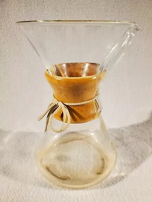 Vtg Chemex Coffee Maker MCM Glass Pyrex 2411340 Wood Wooden Collar Green Stamp • $115