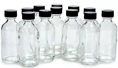 12 Clear 2 Oz Glass Bottles With Lids • $15.69