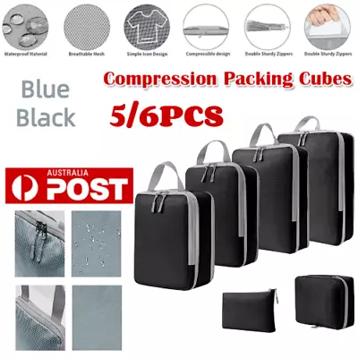 5/6PCS Travel Storage Suitcases Compression Bags Luggage Organiser Packing Cubes • $24.22