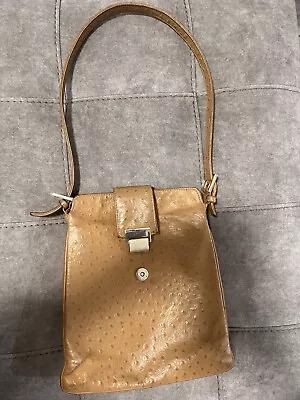 Vintage Brown Ostrich Skin Cross-body/ Messenger Bag Long Strap Purse Bag • $30