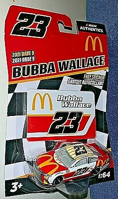 BUBBA WALLACE 2021 #23 McDONALDS NASCAR AUTHENTICS WAVE 9 TOYOTA W/STICKER NEW! • $13.23