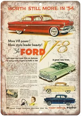 1954 Ford Customline Crestline Vintage Ad Reproduction Metal Sign A967 • $21.95