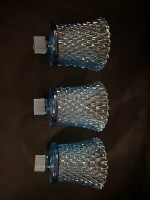 Vintage Set Of 3 Diamond Blue Glass Peg Votive Sconce Candle Holder Candelabra • $11