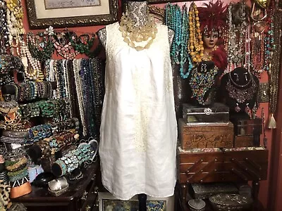 Beautiful Madewell Mexican Style Dress In White With Golden Colored Embroidery M • $85