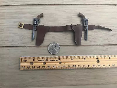 Miniature 1/6 Outlaw Josey Wales Brown Leather Double Holster 2 Navy Colt Pistol • $58