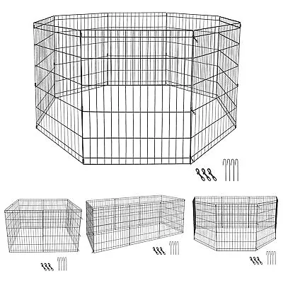 24 30 36  8 Panels Dog Playpen Tall Large Crate Fence Pet Play Pen Exercise Cage • $37.58