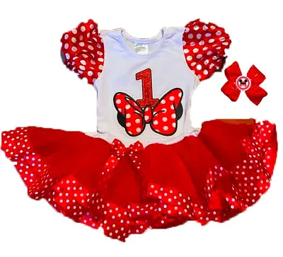 Minnie Mouse Birthday Party 1st 1  Tutu Dress Red • $29.95