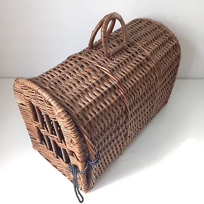 £39.99 • Buy Vintage Wicker Basket Pet Animal Carrier Cat Natural Woven Wicker Prop Display