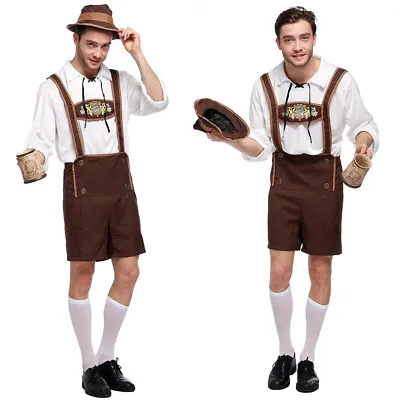 £21.95 • Buy Men Oktoberfest German Bavarian Lederhosen Shorts Beer Costume Party Fancy Dress