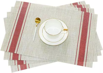  Non-Slip Table Pvc Placemats Set Of 4 Heat Resistant Woven Vinyl Dining Mats  • $14.49