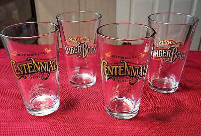 🍺 4 Vintage *MICHELOB* BEER PINT GLASSES 2 CENTENNIAL Special / 2 AMBER BOCK 🍺 • $14.97