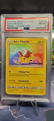 PSA 8 Ash's Pikachu Promo I Choose You SM108 Pokemon Card 2017 US SELLER • $20