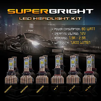 LED 80W 7800LM LED Conversion Kit CREE XT-E 6000K White Headlight High Fog Light • $22.79