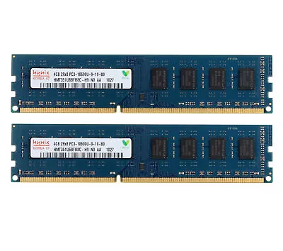 8GB Hynix 2PCS 4GB DDR3 1333MHz 2RX8 PC3-10600U 1.5V  DIMM Desktop Memory RAM $D • £11.99